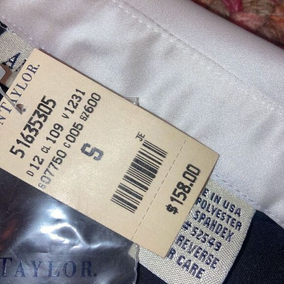 NWT Vtg Ann Taylor Small Black White Velvet Button Down Long Sleeve Mini Dress - Picture 3 of 4